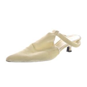 Khaite Authentic Volosa Runway Velvet Solid Cream Ivory Medium Heels Mules 10